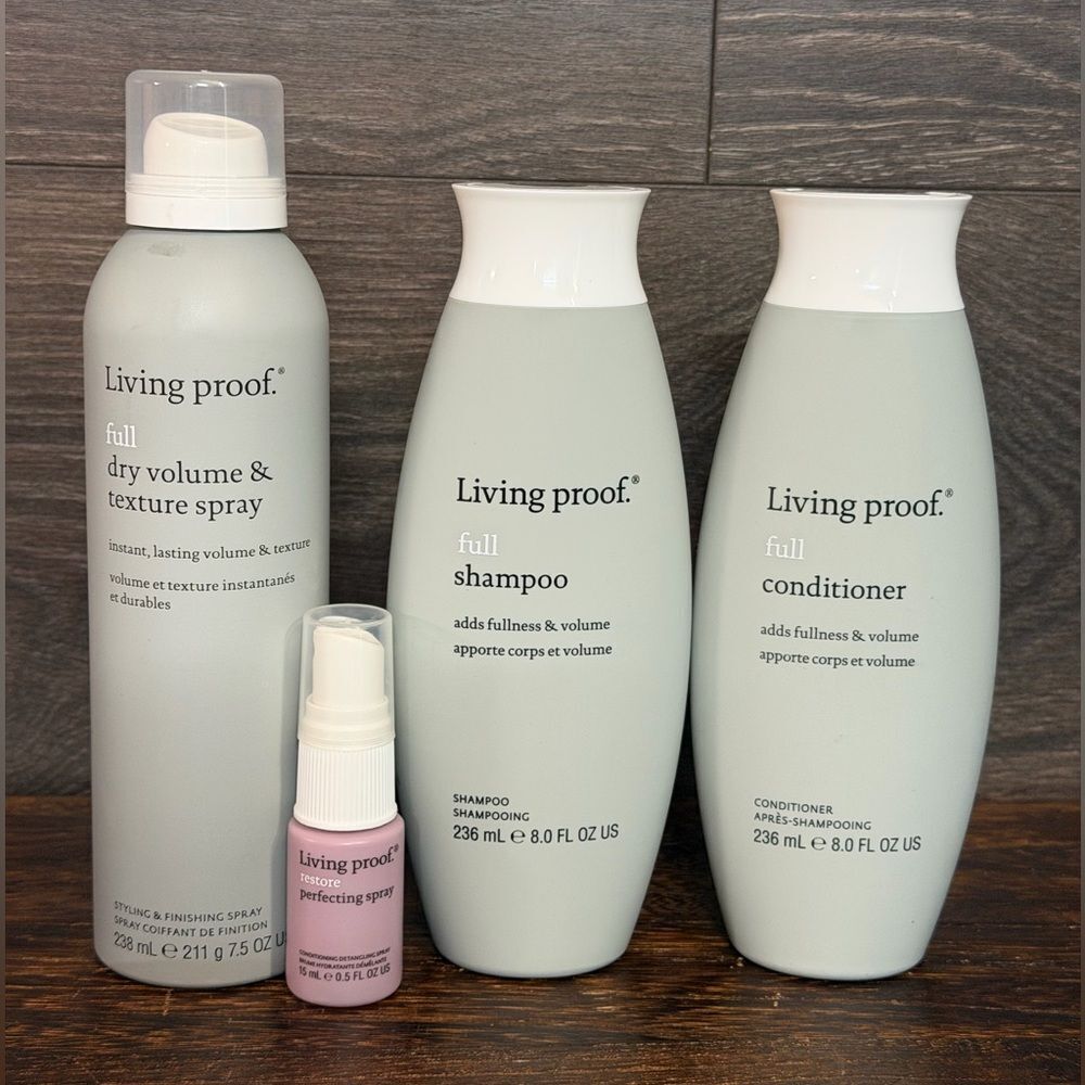 Living Proof Full Haircare Bundle Shampoo/Conditioner/Dry Volume Spray/Mini, New